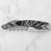 Quadratzecken, graue Linien auf schwarzem Hintergr Kellnermesser (Rückseite)