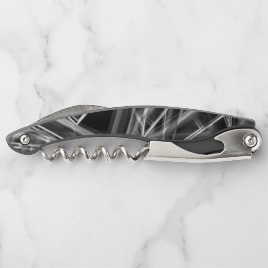 Quadratzecken, graue Linien auf schwarzem Hintergr Kellnermesser (Rückseite)