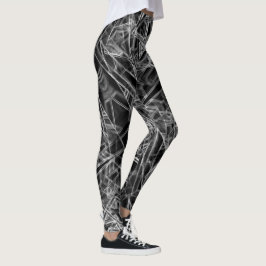Quadratzecken, graue Linien auf schwarzem Hintergr Leggings