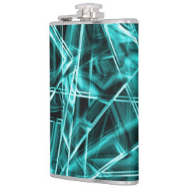 Quadratzecken und Neon- oder Himmelblau-Flecken Flachmann