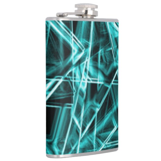 Quadratzecken und Neon- oder Himmelblau-Flecken Flachmann (Rechts)