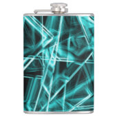 Quadratzecken und Neon- oder Himmelblau-Flecken Flachmann (Vorderseite)