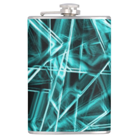 Quadratzecken und Neon- oder Himmelblau-Flecken Flachmann (Vorderseite)