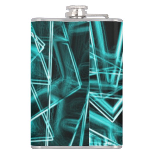 Quadratzecken und Neon- oder Himmelblau-Flecken Flachmann (Rückseite)