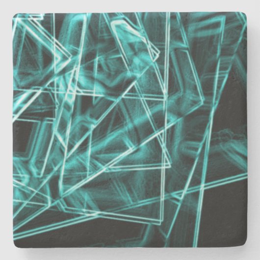 Quadratzecken und Neon- oder Himmelblau-Flecken Steinuntersetzer (Vorderseite)