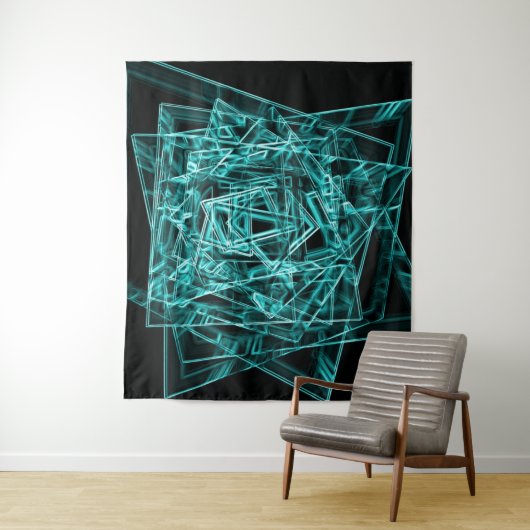 Quadratzecken und Neon- oder Himmelblau-Flecken Wandteppich (Beispiel)