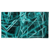 Quadratzecken und Zyan- oder Himmelblau-Neonfärbun Kissenbezug (Vorderseite-Links)