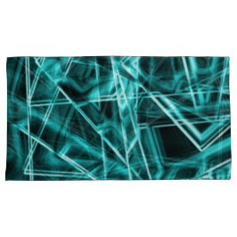 Quadratzecken und Zyan- oder Himmelblau-Neonfärbun Kissenbezug