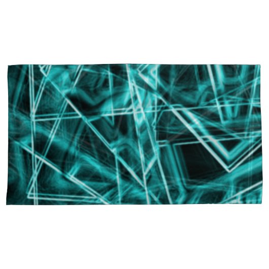 Quadratzecken und Zyan- oder Himmelblau-Neonfärbun Kissenbezug (Vorderseite-Rechts)