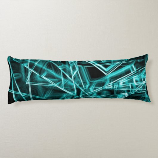 Quadratzecken und Zyan- oder Himmelblau-Neonfärbun Seitenschläferkissen (Rückseite)