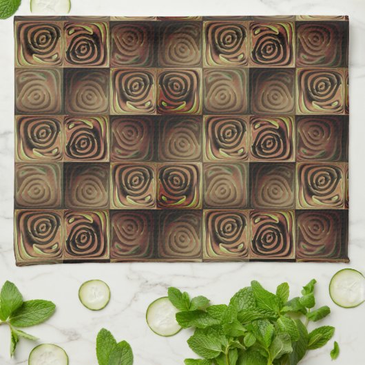 Quadratzenbefreiung mit braunen Gradientenzirkeln Geschirrtuch (Gefaltet)