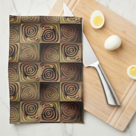 Quadratzenbefreiung mit braunen Gradientenzirkeln Geschirrtuch (Viertel Falte)