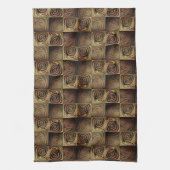 Quadratzenbefreiung mit braunen Gradientenzirkeln Geschirrtuch (Vertikal)