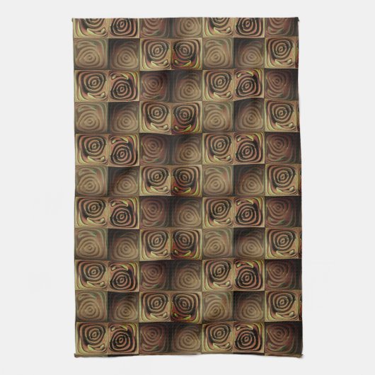 Quadratzenbefreiung mit braunen Gradientenzirkeln Geschirrtuch (Vertikal)