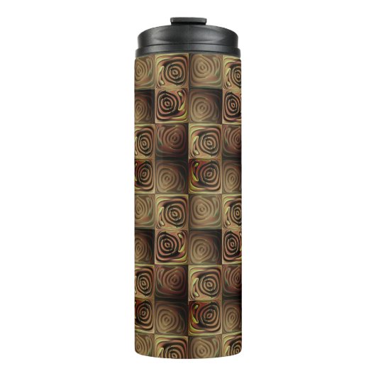 Quadratzenbefreiung mit braunen Gradientenzirkeln Thermosbecher (Vorderseite)