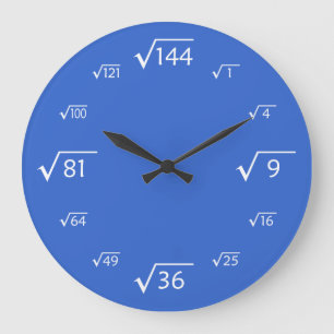 Quadratzenmauer-Uhr (blau/weiß) Große Wanduhr