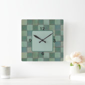 Quadratzenuhr mit grünem Tile Quadratische Wanduhr (Zuhause)