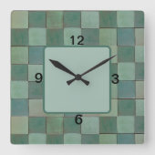 Quadratzenuhr mit grünem Tile Quadratische Wanduhr (Vorderseite)