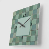 Quadratzenuhr mit grünem Tile Quadratische Wanduhr (Winkel)