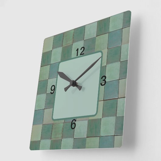 Quadratzenuhr mit grünem Tile Quadratische Wanduhr (Winkel)