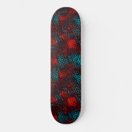 Quadriculados riscados em azul claro, cor vermelho skateboard