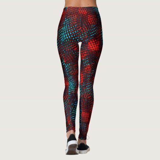 Quadriculados riscados em vermelho e azul claro. leggings (Rückseite)