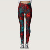 Quadriculados riscados em vermelho e azul claro. leggings (Vorderseite)