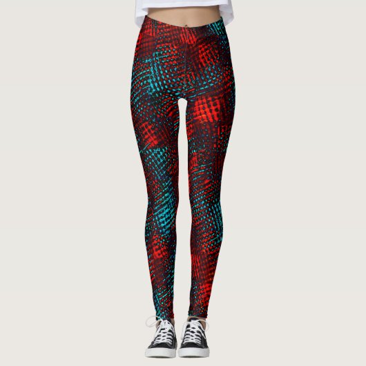 Quadriculados riscados em vermelho e azul claro. leggings (Vorderseite)