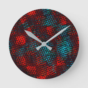 Quadriculados riscados em vermelho e azul claro. runde wanduhr
