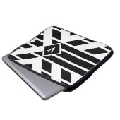 Quadrilaterale Streifen auf Weiß mit Monogramm Laptopschutzhülle (Vorne Knopf)