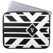 Quadrilaterale Streifen auf Weiß mit Monogramm Laptopschutzhülle (Vorderseite)