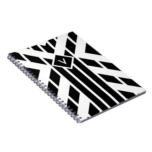 Quadrilaterale Streifen auf Weiß mit Monogramm Notizblock (Rechte Seite)
