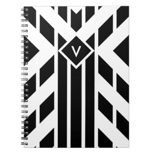 Quadrilaterale Streifen auf Weiß mit Monogramm Notizblock