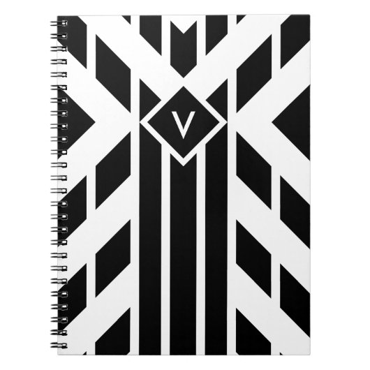 Quadrilaterale Streifen auf Weiß mit Monogramm Notizblock (Vorderseite)