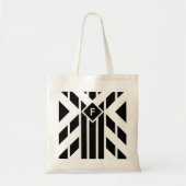 Quadrilaterale Streifen auf Weiß mit Monogramm Tragetasche (Vorne)