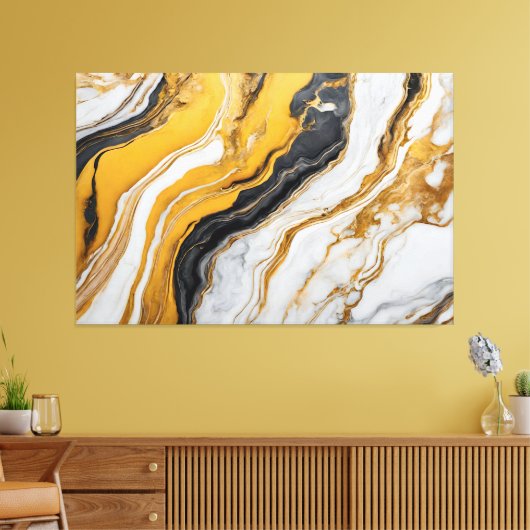 Quadro Abstrato amarelo, preto, branco em Canvas Leinwanddruck (Insitu (Wohnzimmer))