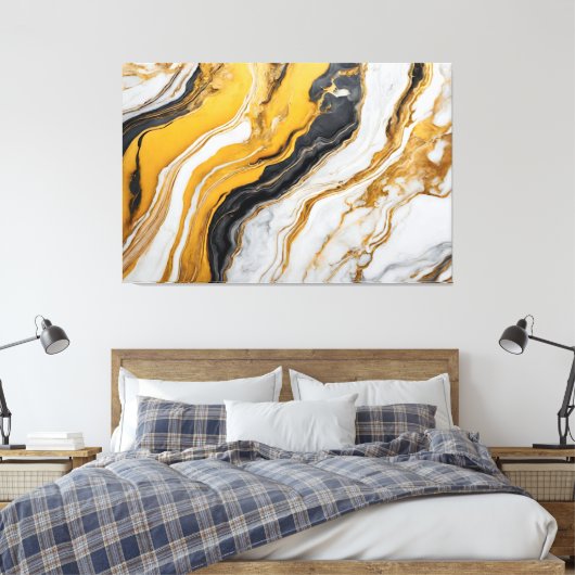 Quadro Abstrato amarelo, preto, branco em Canvas Leinwanddruck (Insitu (Schlafzimmer))