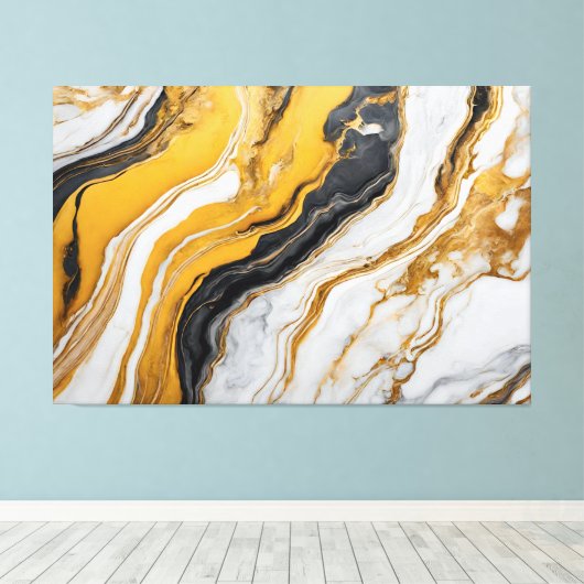 Quadro Abstrato amarelo, preto, branco em Canvas Leinwanddruck (Insitu (Holzboden))