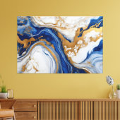 Quadro Abstrato azul, cinza e dourado em Canvas Leinwanddruck (Insitu (Wohnzimmer))