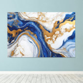 Quadro Abstrato azul, cinza e dourado em Canvas Leinwanddruck (Insitu (Holzboden))