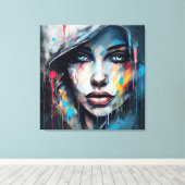 Quadro abstrato rosto de mulher azul cinza etc... leinwanddruck (Insitu (Holzboden))