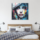 Quadro abstrato rosto de mulher azul cinza etc... leinwanddruck (Insitu (Schlafzimmer))