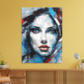 Quadro abstrato rosto de mulher azul, cinza, preto leinwanddruck (Insitu (Wohnzimmer))