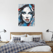 Quadro abstrato rosto de mulher azul, cinza, preto leinwanddruck (Insitu (Schlafzimmer))