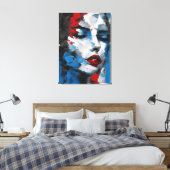 Quadro abstrato rosto de mulher azul, cinza, preto leinwanddruck (Insitu (Schlafzimmer))
