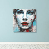 Quadro abstrato rosto de mulher azul, cinza, red leinwanddruck (Insitu (Holzboden))