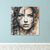 Quadro abstrato rosto de mulher marrom e branco leinwanddruck (Insitu (Holzboden))