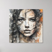 Quadro abstrato rosto de mulher marrom e branco leinwanddruck (Vorderseite)