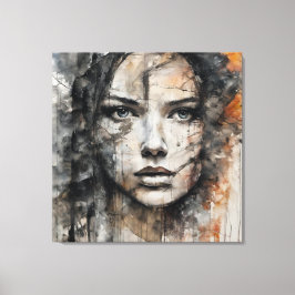 Quadro abstrato rosto de mulher marrom e branco leinwanddruck