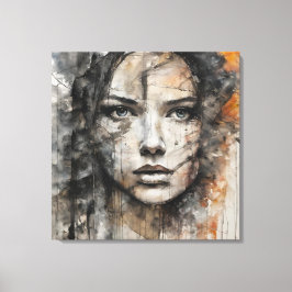 Quadro abstrato rosto de mulher marrom e branco leinwanddruck